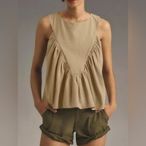 Cicy Bell Women's Peplum Sleeveless Babydoll Top – Loose & Flowy Fit, Khaki -NWT